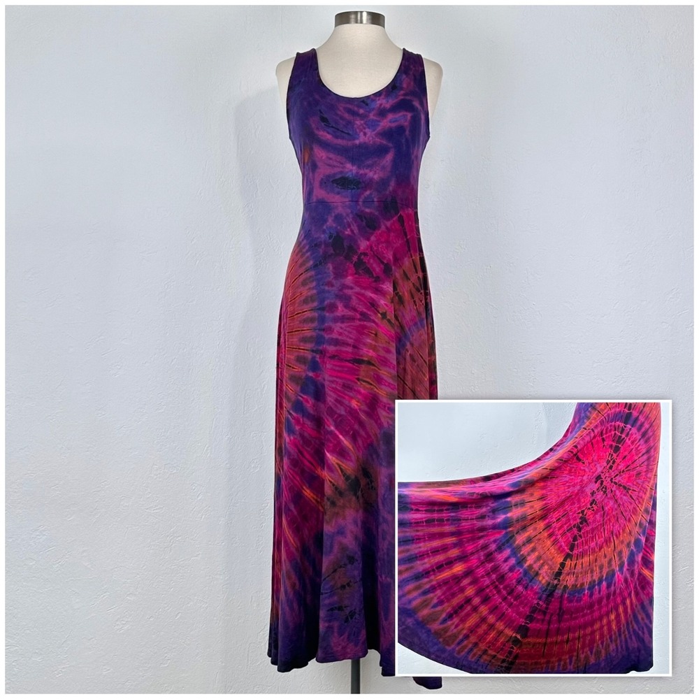 The Pyramid Collection Womens Tie Dye Maxi Dress Sz Small Festival Hippie